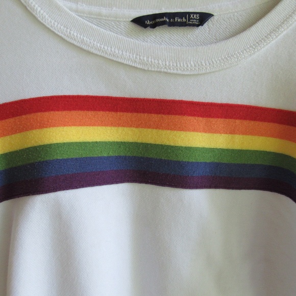 Abercrombie & Fitch Y2K Rainbow Sweatshirt Size XXS Cropped Crewneck - Picture 6 of 8